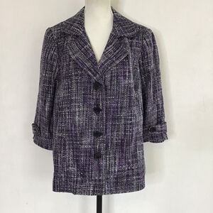 Zac & Rachel Vintage Women Purple & Gray Tweed Career Blazer 16W